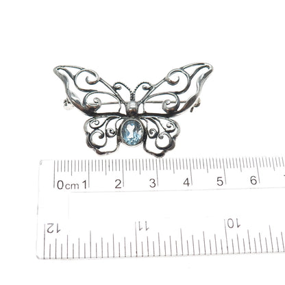 Mark Wasserman Samara Sterling Silver Vintage Real Blue Topaz Butterfly Brooch