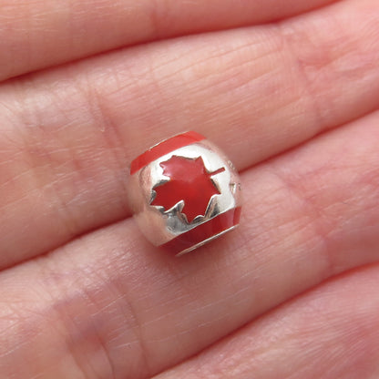 CHAMILIA 925 Sterling Silver Enamel Canadian Flag Bead Charm