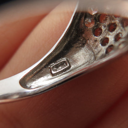 MEDA 925 Sterling Silver Round-Cut C Z Heart Ring Size 7