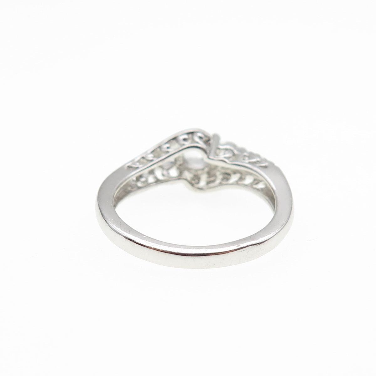 SUN 925 Sterling Silver Round-Cut C Z Engagement Ring Size 7