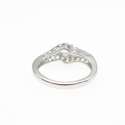 SUN 925 Sterling Silver Round-Cut C Z Engagement Ring Size 7