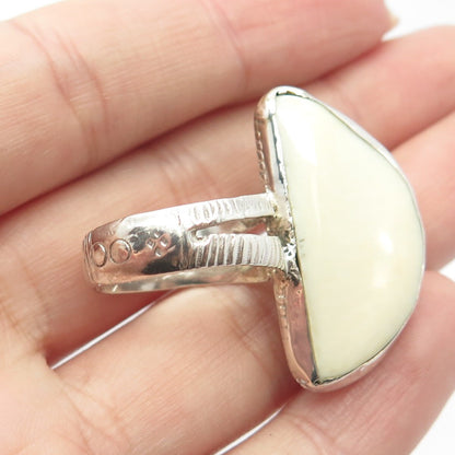 925 Sterling Silver Vintage Real Shell Modernist Ring Size 6.75