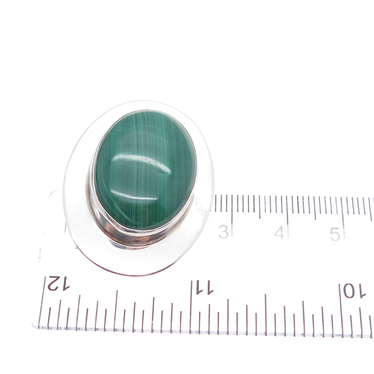 BEN J. CHAVEZ NAVAJO Old Pawn Sterling Silver Vintage Malachite Brooch Pendant