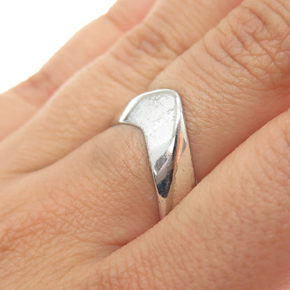 925 Sterling Silver Vintage Modernist Zig Zag Ring Size 7.75