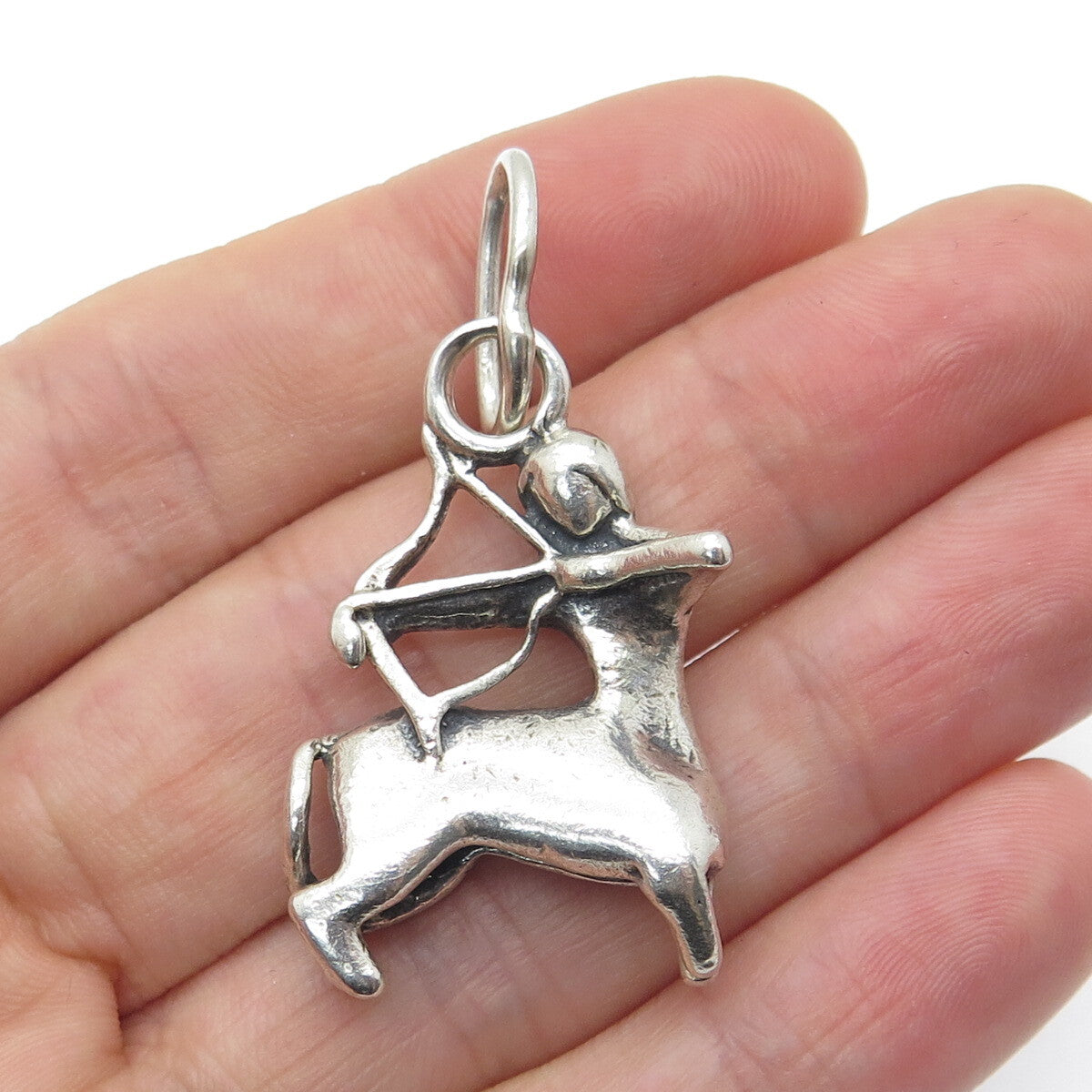 925 Sterling Silver Vintage Sagittarius Zodiac Sing Oxidized Charm Pendant