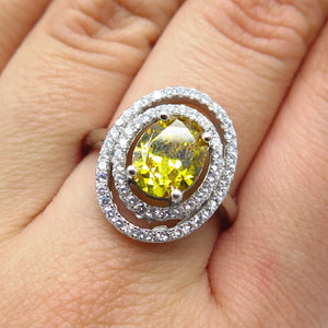925 Sterling Silver White & Citrine-Tone C Z Ring Size 8