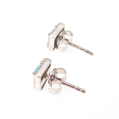 Chuck Clemency 925 Sterling Silver Vintage Real Turquoise Stud Earrings