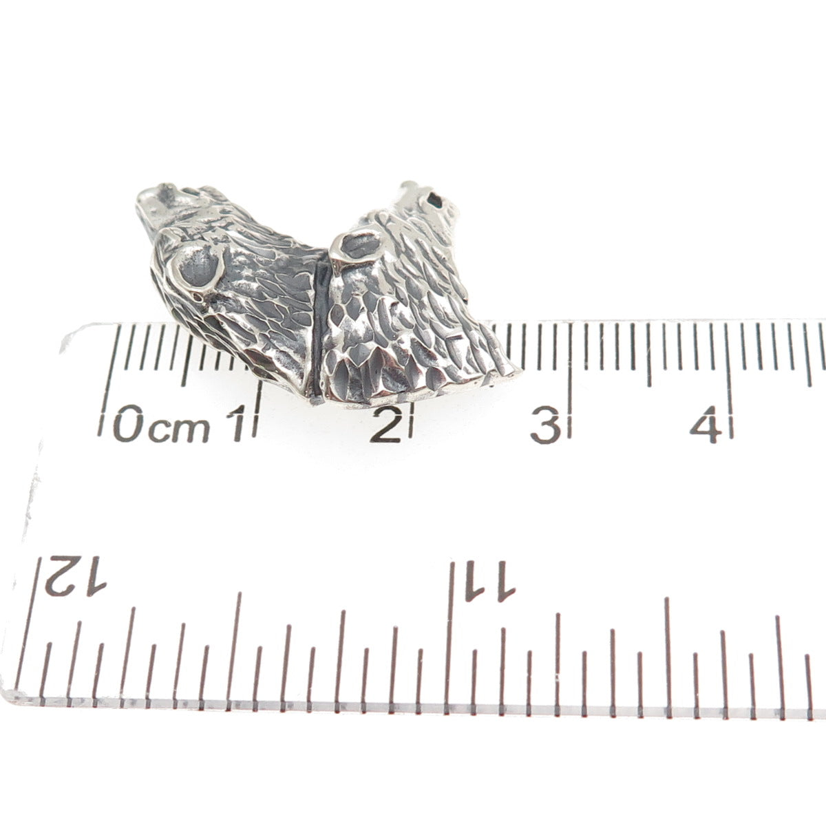 Ted Ott 925 Sterling Silver Vintage Wolf & Bear Oxidized Slide Charm Pendant