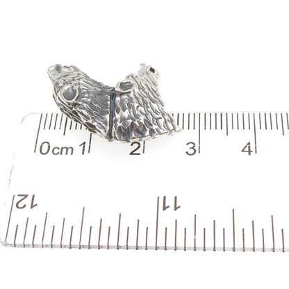 Ted Ott 925 Sterling Silver Vintage Wolf & Bear Oxidized Slide Charm Pendant