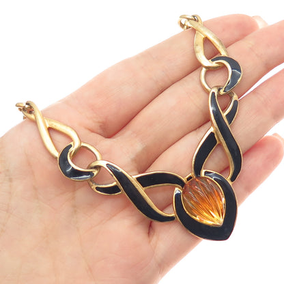 TRIFARI Gold Plated Vintage Enamel & Glass Infinity Cable Chain Necklace 18"