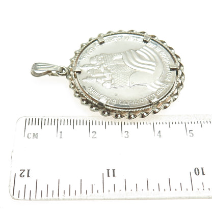 500 Silver Coin 925 Sterling Silver Frame Vintage 1977 Israel "25 Lirot" Pendant