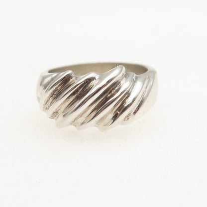 925 Sterling Silver Vintage Mexico Modernist Ribbed Ring Size 6
