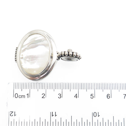 ESPO SIG Joseph Esposito Sterling Silver Vintage Real MOP Beaded Snap Pendant