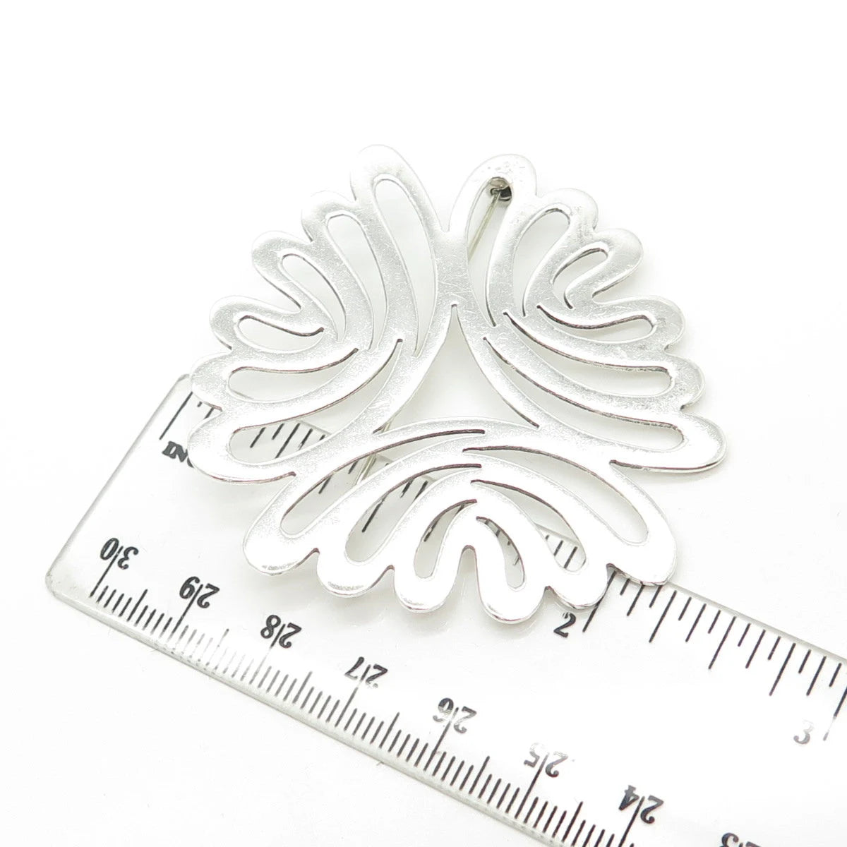925 Sterling Silver Vintage Mexico Modernist Handmade Pin Brooch / SIGNED "SU"