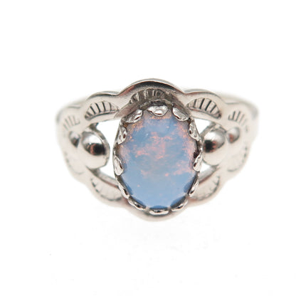 B.A. Ballou 925 Sterling Silver Antique Art Deco Dragon Breath Opal Ring Size 6