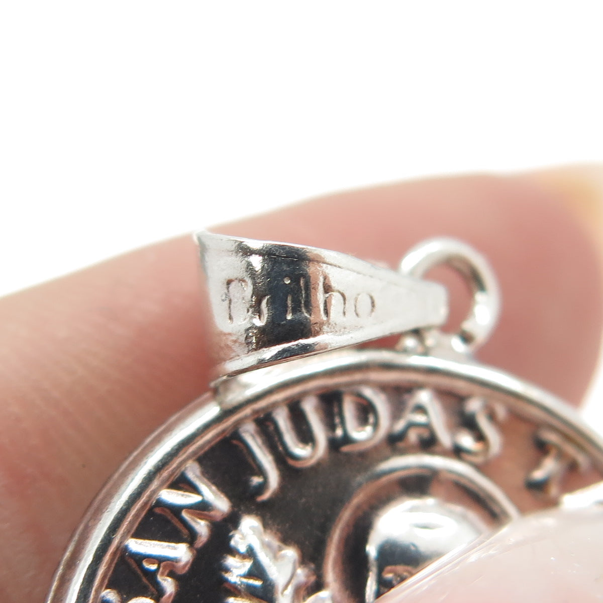 BRILHO 925 Sterling Silver Vintage San Judas Tadeo Religious Pendant