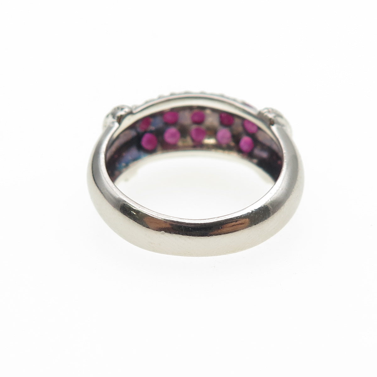 925 Sterling Silver Vintage Real Round-Cut Ruby Ring Size 6