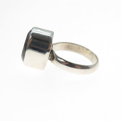 925 Sterling Silver Vintage Real Amethyst Modernist Ring Size 7.25