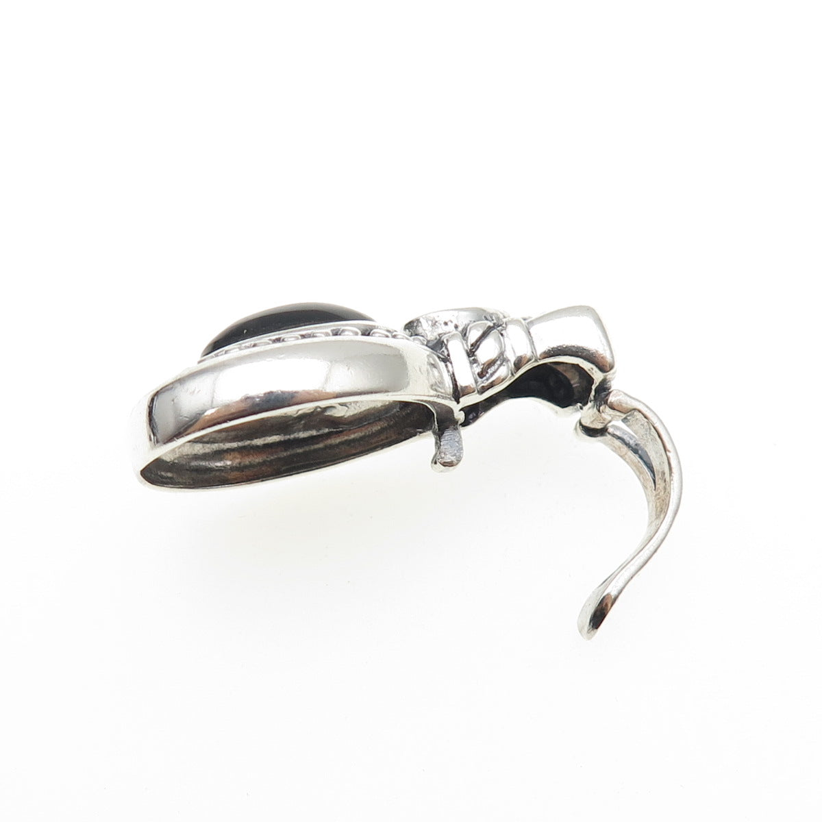 925 Sterling Silver Vintage Real Black Onyx & Amethyst Oxidized Charm Pendant