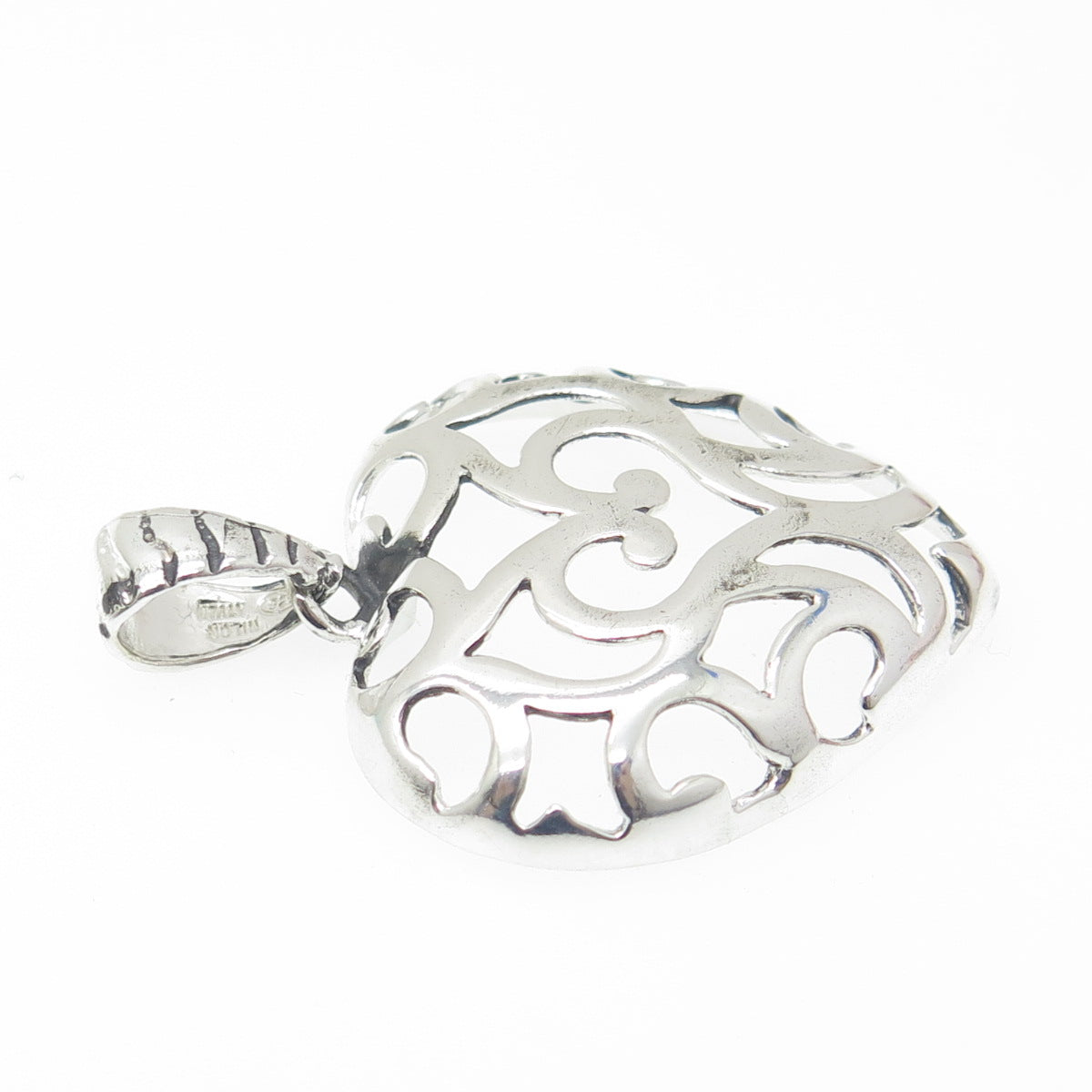 MILOR 925 Sterling Silver Vintage Italy Ornate Heart Pendant