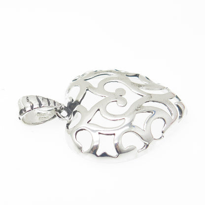 MILOR 925 Sterling Silver Vintage Italy Ornate Heart Pendant