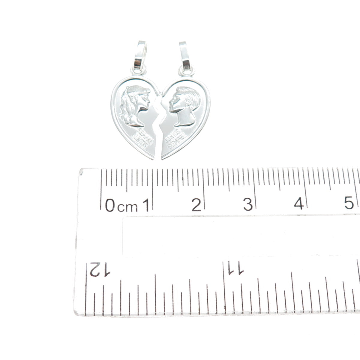 925 Sterling Silver Italy Always Together Broken Heart Charm Pendant
