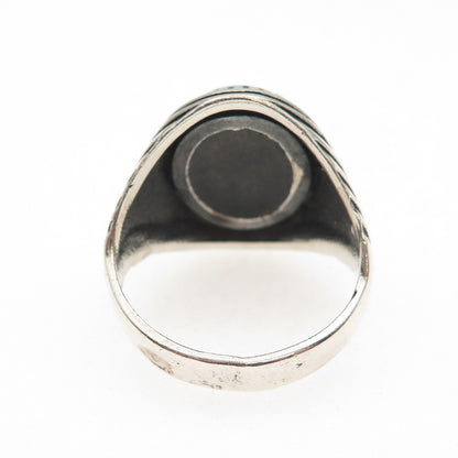 950 Silver Vintage Real Opal Oxidized Ring Size 9.5