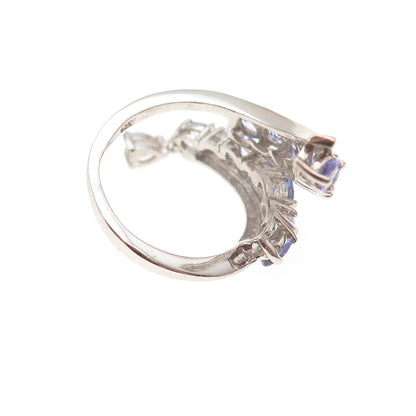Chuck Clemency 925 Sterling Silver Real Tanzanite Bypass Ring Size 6.25