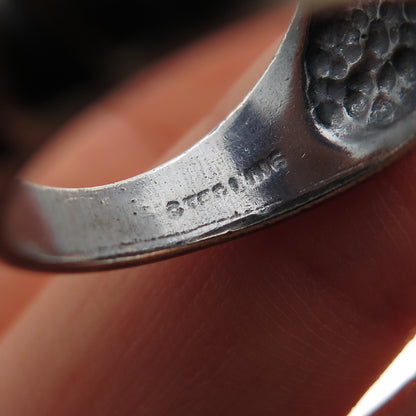 925 Sterling Silver Vintage Emerald-Cut C Z Modernist Oxidized Ring Size 6