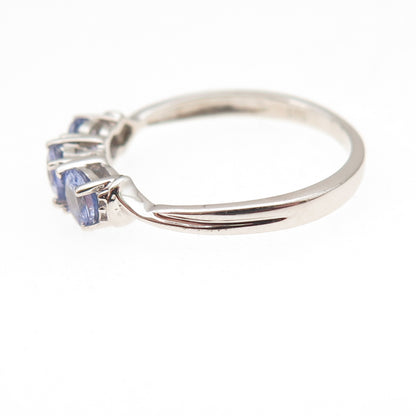 Chuck Clemency 925 Sterling Silver Real Round-Cut Tanzanite Ring Size 7