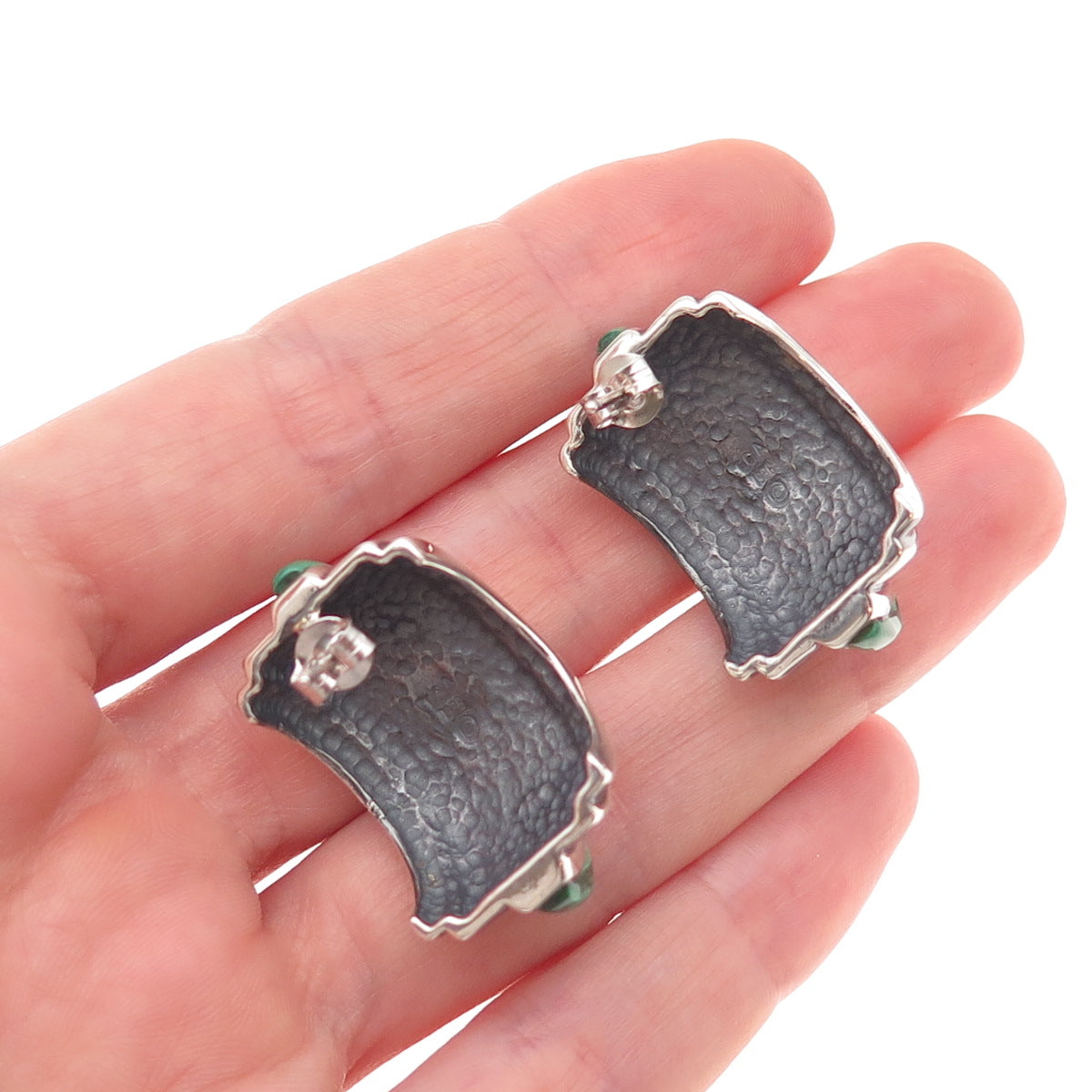 The Cut Above Old Pawn Sterling Silver Vintage 1986 Multi-Gem Tribal Earrings
