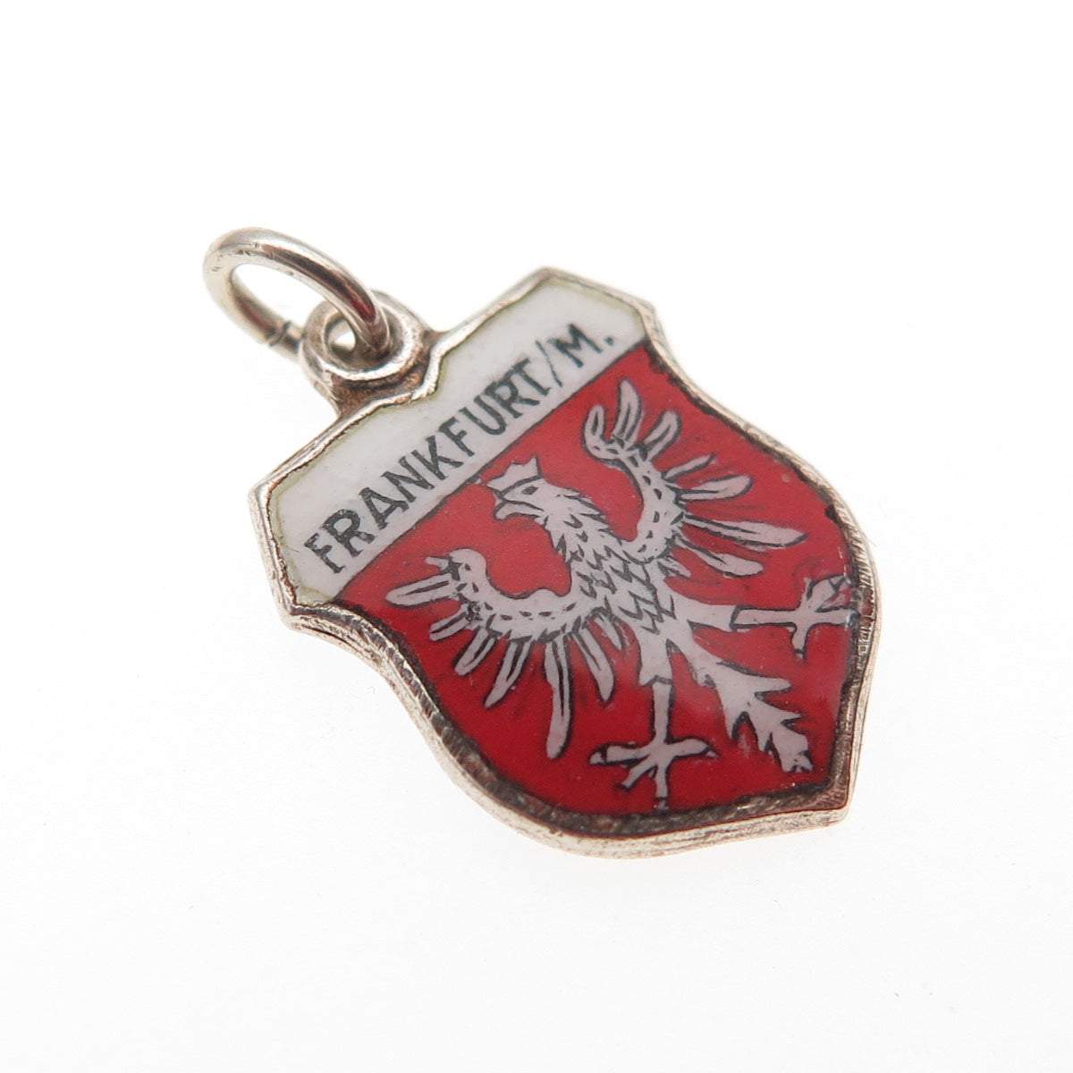 Fritz Reu & Co. 800 Silver Vintage Enamel Frankfurt am Main Mini Charm Pendant