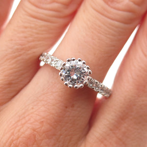 Charles Winston 925 Sterling Silver Round-Cut C Z Engagement Ring Size 9