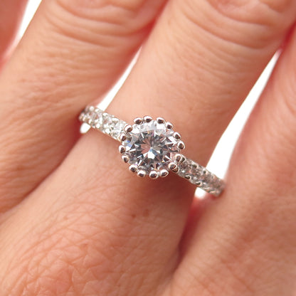 Charles Winston 925 Sterling Silver Round-Cut C Z Engagement Ring Size 9