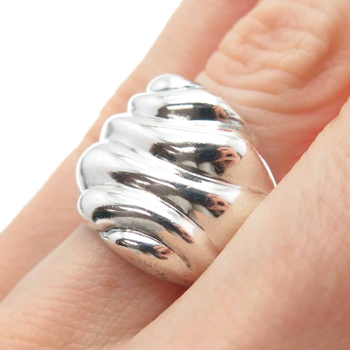 MWS Mark Wasserman Samara Sterling Silver Vintage Modernist Wavy Ring Size 5.75