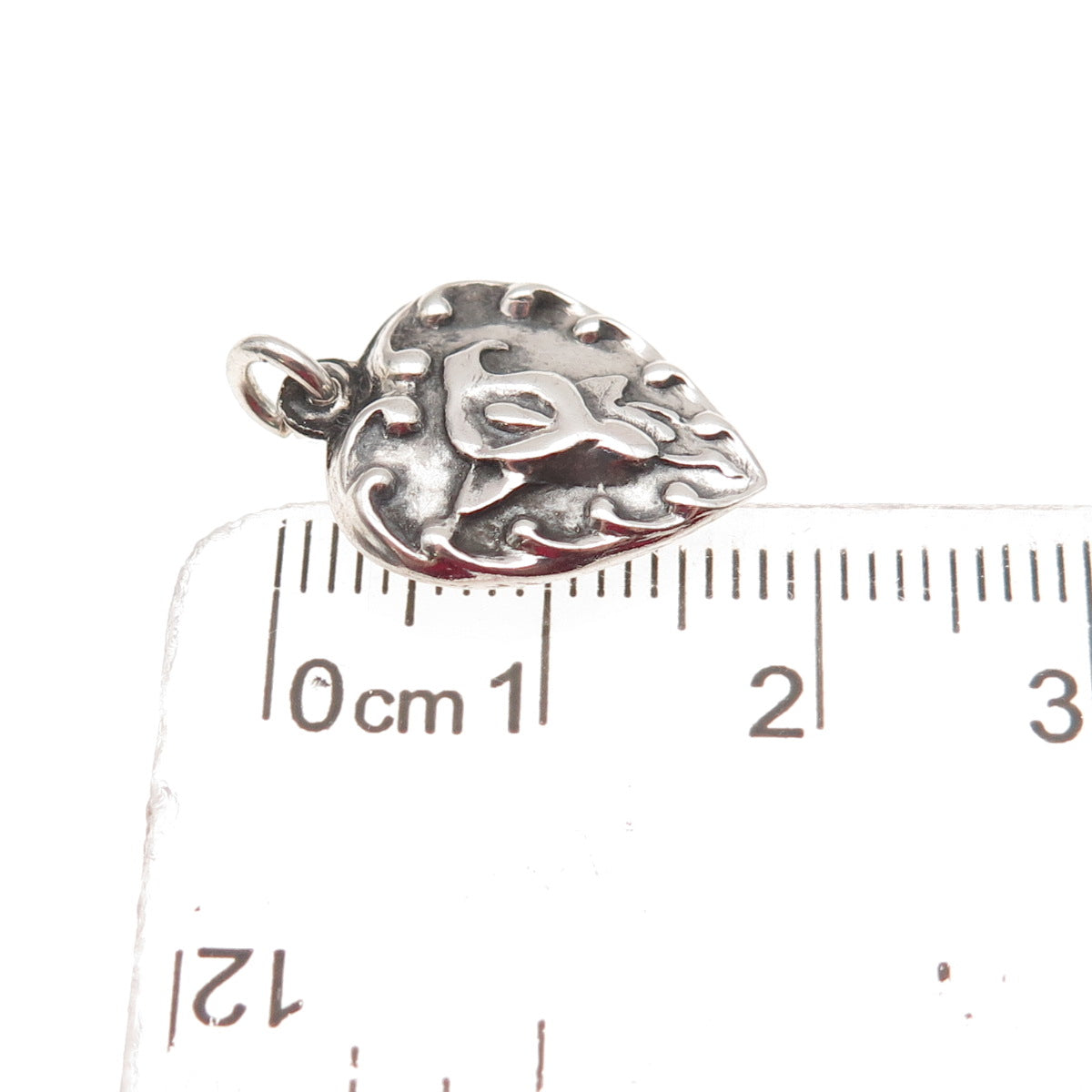 925 Sterling Silver Antique Art Deco Calla Lily Chatelaine Heart Mini Pendant