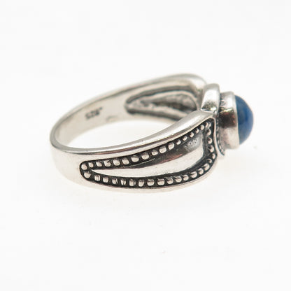 Shube 925 Sterling Silver Vintage Real Lapis Oxidized Ring Size 8.25