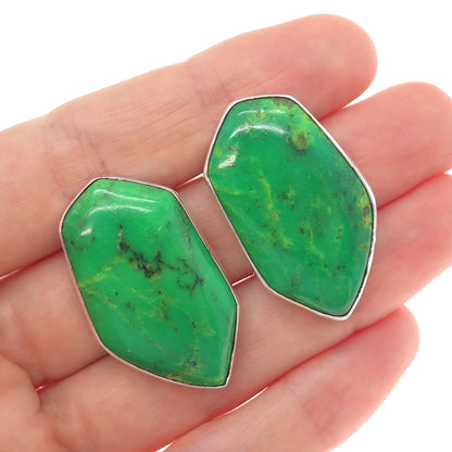 JAY KING DESERT ROSE 925 Sterling Silver Vintage Real Green Turquoise Earrings