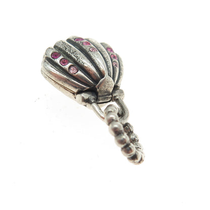 CHAMILIA DISNEY 925 Sterling Silver Pink Rhinestone & Faux Pearl Seashell Charm