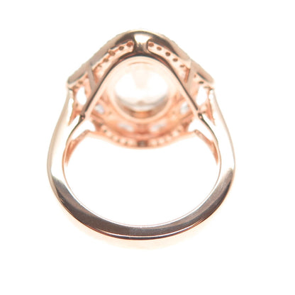 DSMK 925 Sterling Silver Rose Gold Plated Pink & White C Z Ring Size 7.5