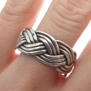 925 Sterling Silver Vintage Mexico Wicker Band Ring Size 9.25