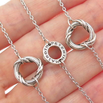 PETER THOMAS ROTH 925 Sterling Silver Vintage Circle Station Chain Necklace 36"