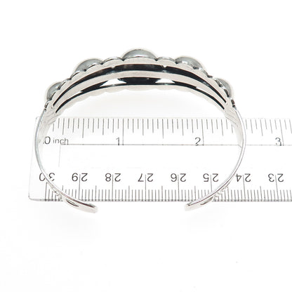 Old Pawn 925 Sterling Silver Vintage Ball Beaded Adjustable Cuff Bracelet 6.25"