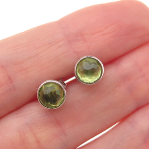 Pandora 925 Sterling Silver Real Peridot August Birthday Blooms Stud Earrings