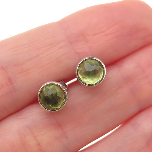 Pandora 925 Sterling Silver Real Peridot August Birthday Blooms Stud Earrings