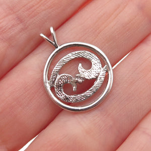 925 Sterling Silver Vintage Cancer Zodiac Sign Oxidized 3D Mini Charm Pendant