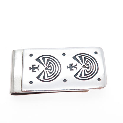 CYRUS JOSYTEWA HOPI Old Pawn Sterling Silver Man In The Maze Tribal Money Clip