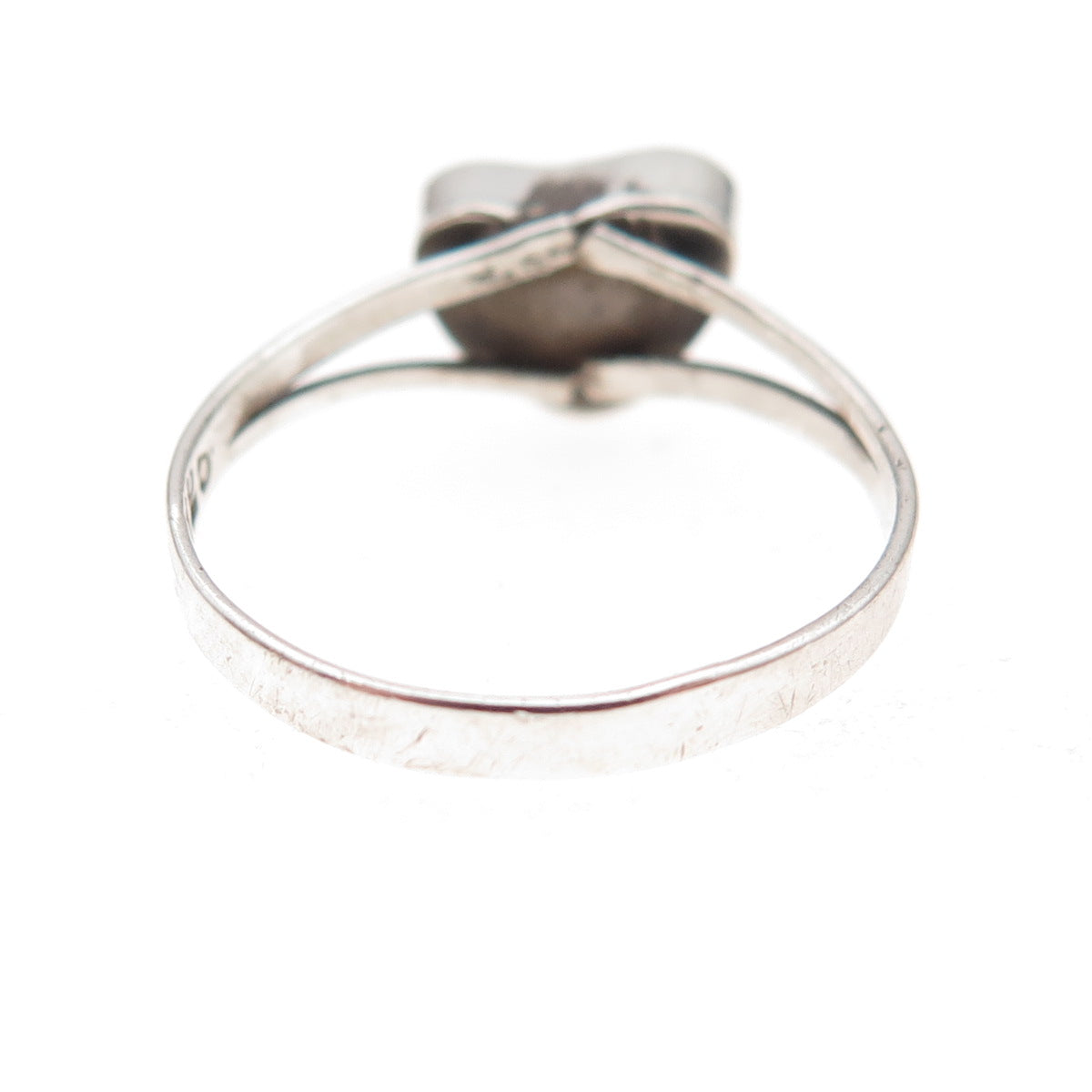 925 Sterling Silver Vintage Mexico Real Turquoise Heart Oxidized Ring Size 6.75