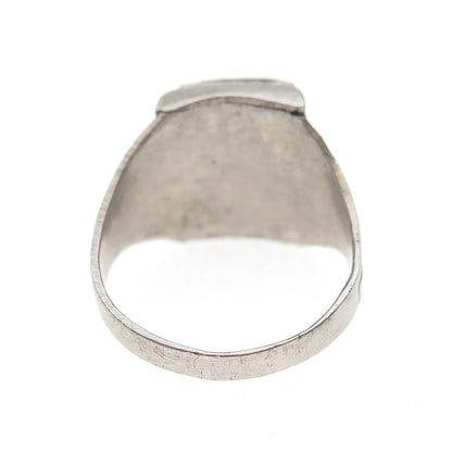 Silver-Tone Antique Art Deco Enamel Roman Warrior Ring Size 6.5
