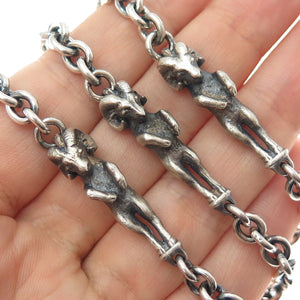 Theo Fennell Sterling Silver Vintage London Aries Zodiac Oxidized Necklace 40"